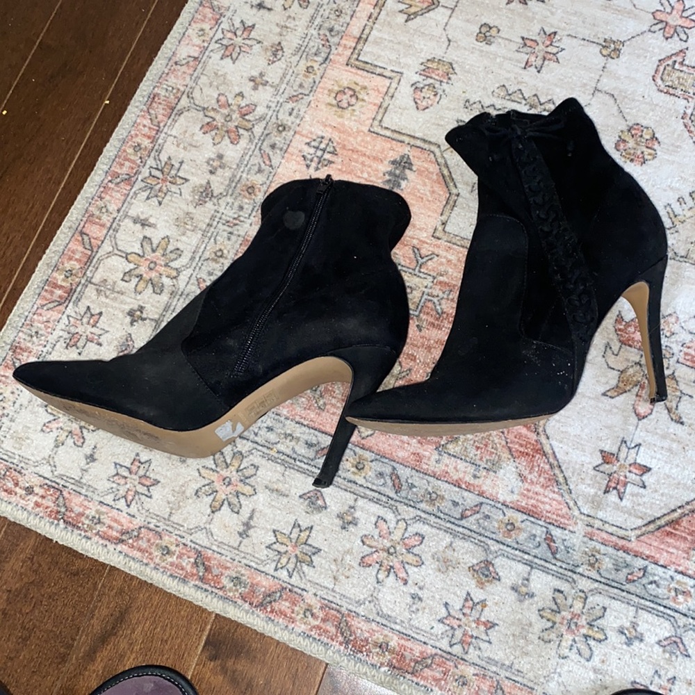 Call it Spring Faux Suede Ankle Boot Heels With Zip